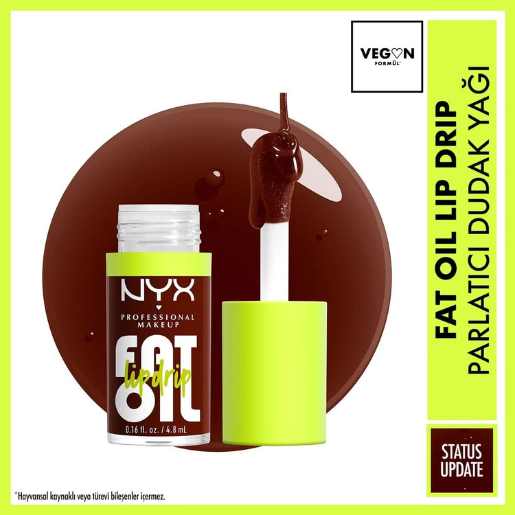 نیکس پروفشنال میکاپ روغن لب چکنده Fat Oil Lip Drip Parlatıcı Dudak Yağı Status Update