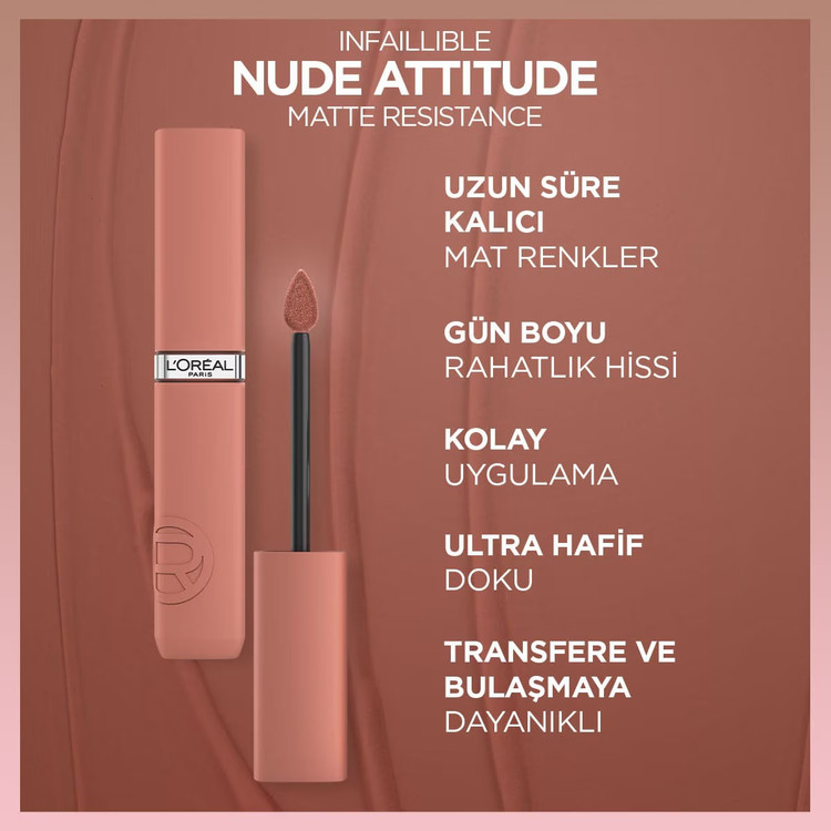 لورآل پاریس رژ لب مایع مات Infaillible Matte Resistance شماره 645 Crush Alert