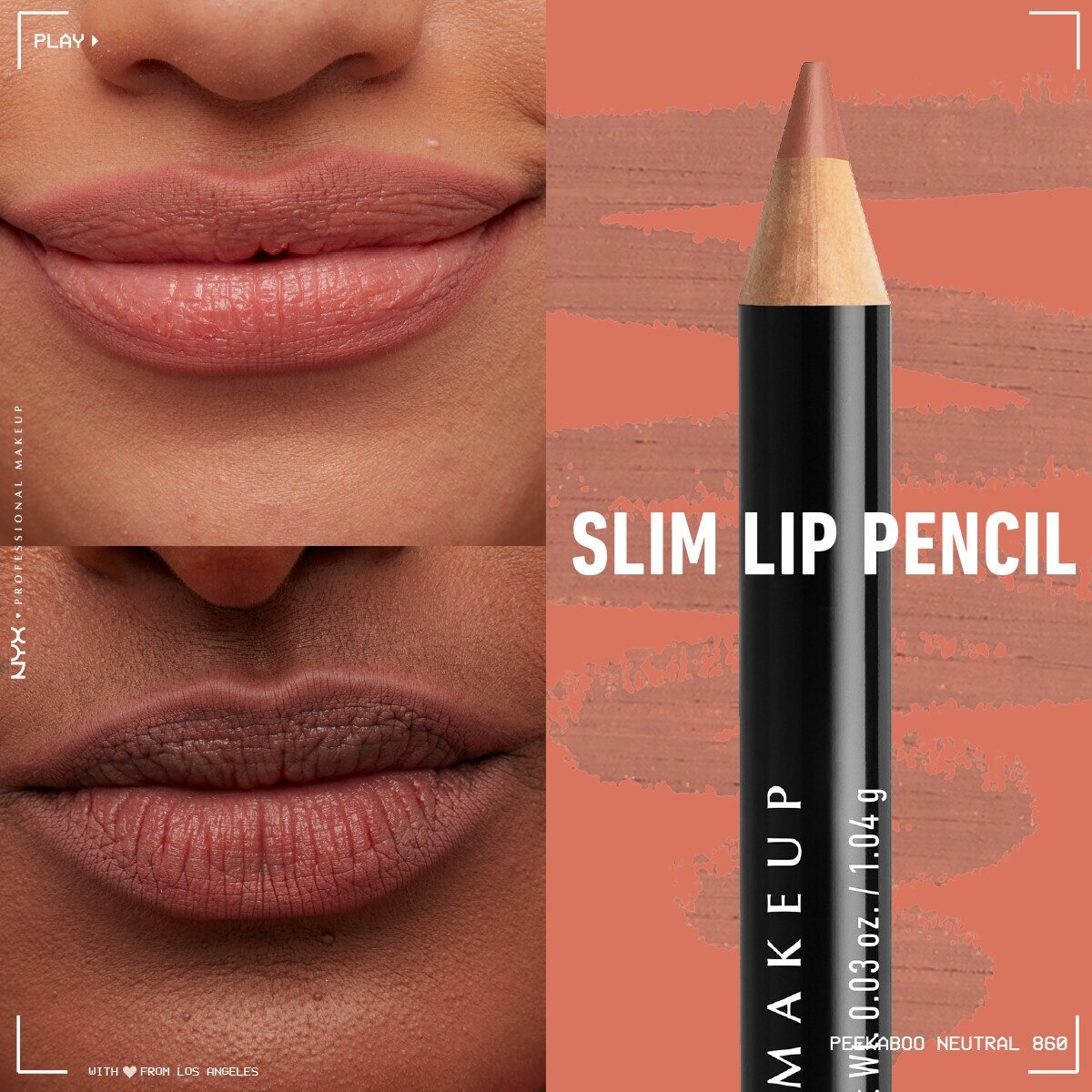 مداد لب اسلیم نیکس پروفشنال میکاپ شماره Peekaboo Neutral