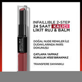 لورآل پاریس اینفایبل ۲ مرحلهای رژ لب مایع و بالم ۲۴ ساعته شماره ۸۰۱ توژور توفی