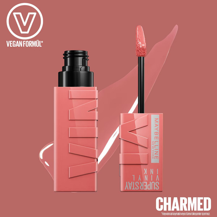 میبلین نیویورک سوپر استی وینیل اینک رژ لب مایع براق شماره ۱۰۰ چارمد