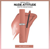 رژ لب مایع مات و بادوام لورآل پاریس اینفایبل شماره ۶۰۱ – Worth It