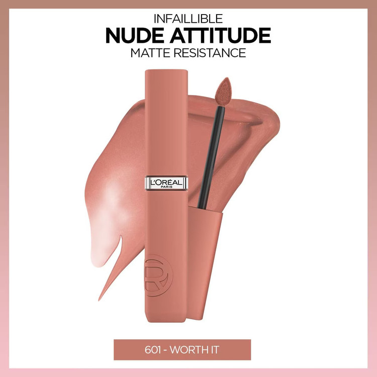 رژ لب مایع مات و بادوام لورآل پاریس اینفایبل شماره ۶۰۱ – Worth It