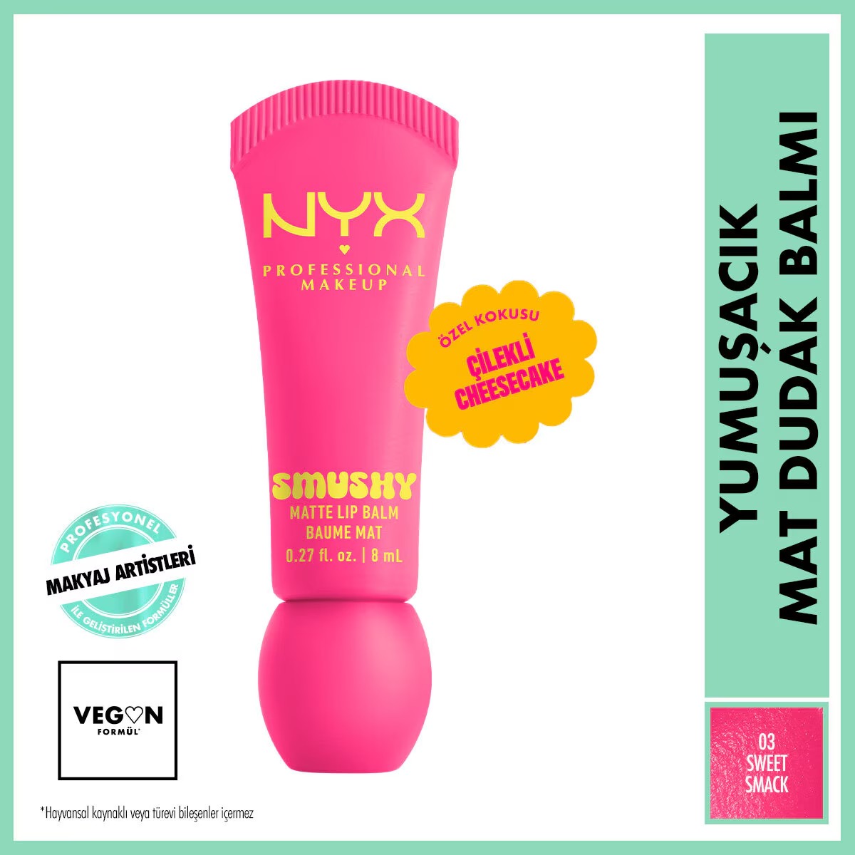 بالم لب مات نرم Nyx Professional Makeup Smushy شماره 03 Sweet Smack