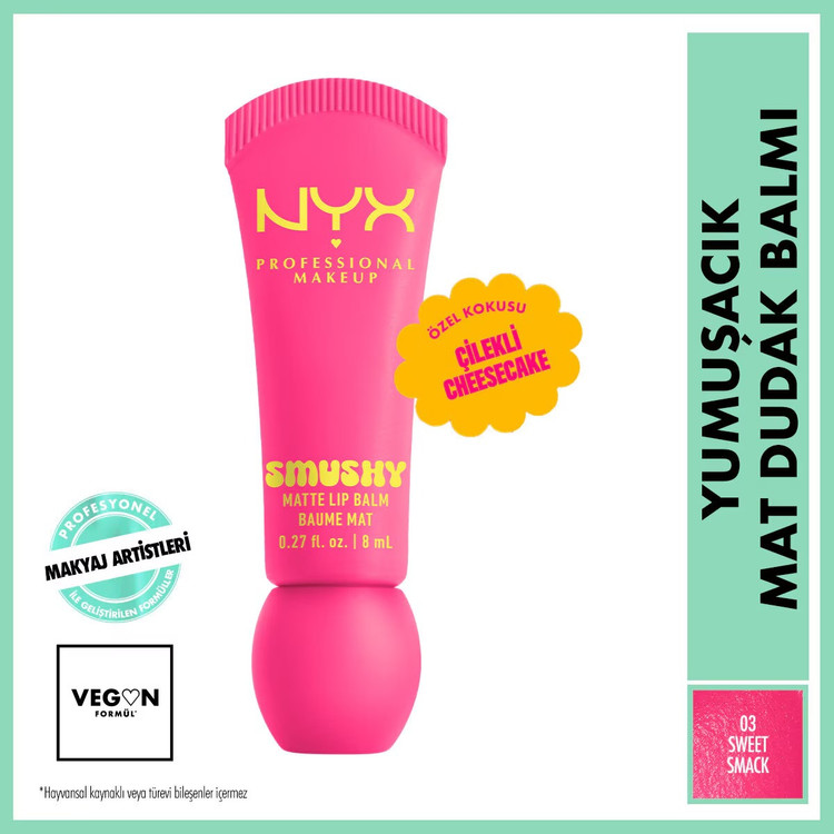بالم لب مات نرم Nyx Professional Makeup Smushy شماره 03 Sweet Smack