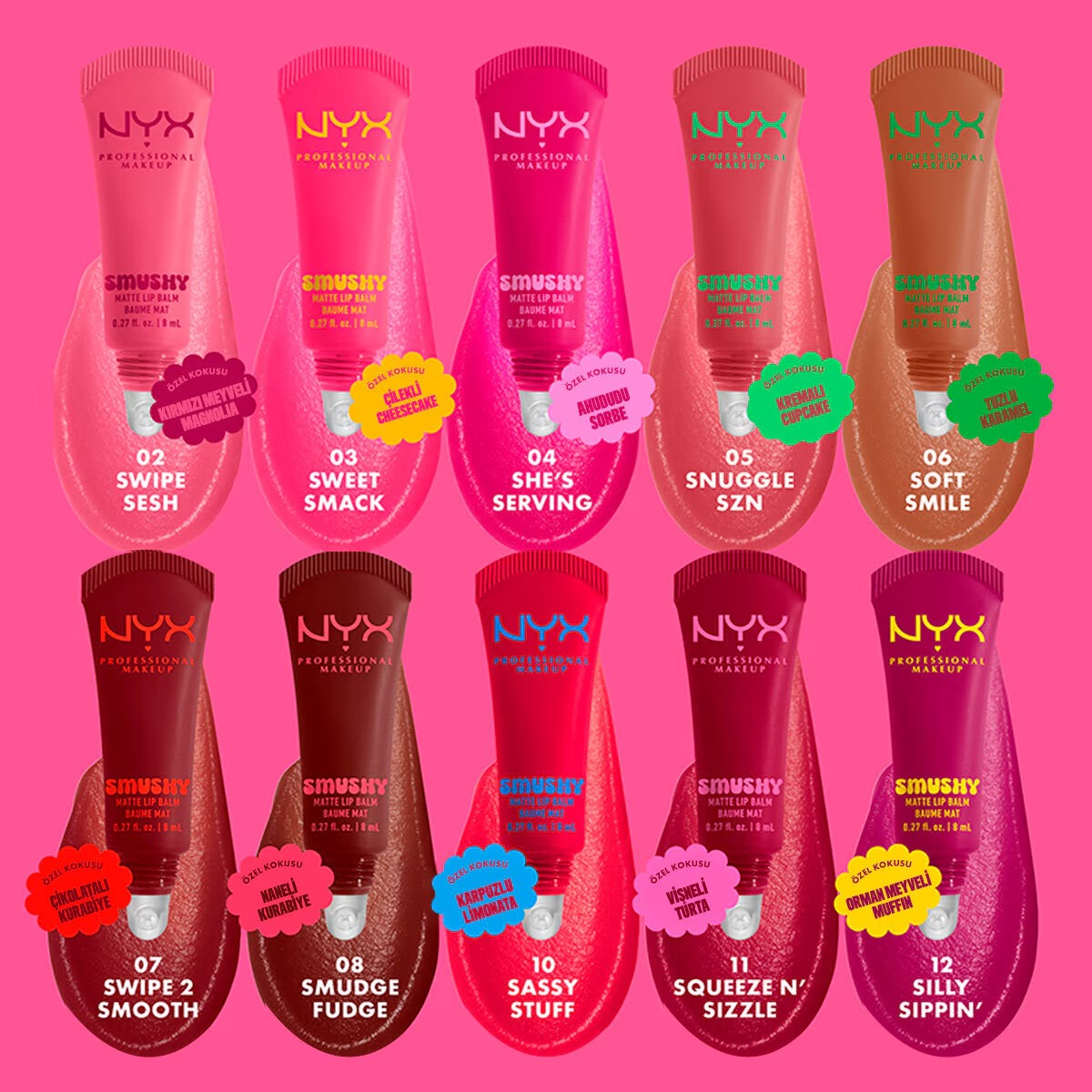 بالم لب مات نرم Nyx Professional Makeup Smushy شماره 03 Sweet Smack